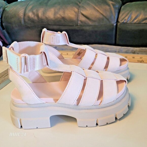 Women’s Sandals#6 UGG Ashton Blush Pink & Beige Platform Gladiator Strappy Prom - Picture 12 of 16